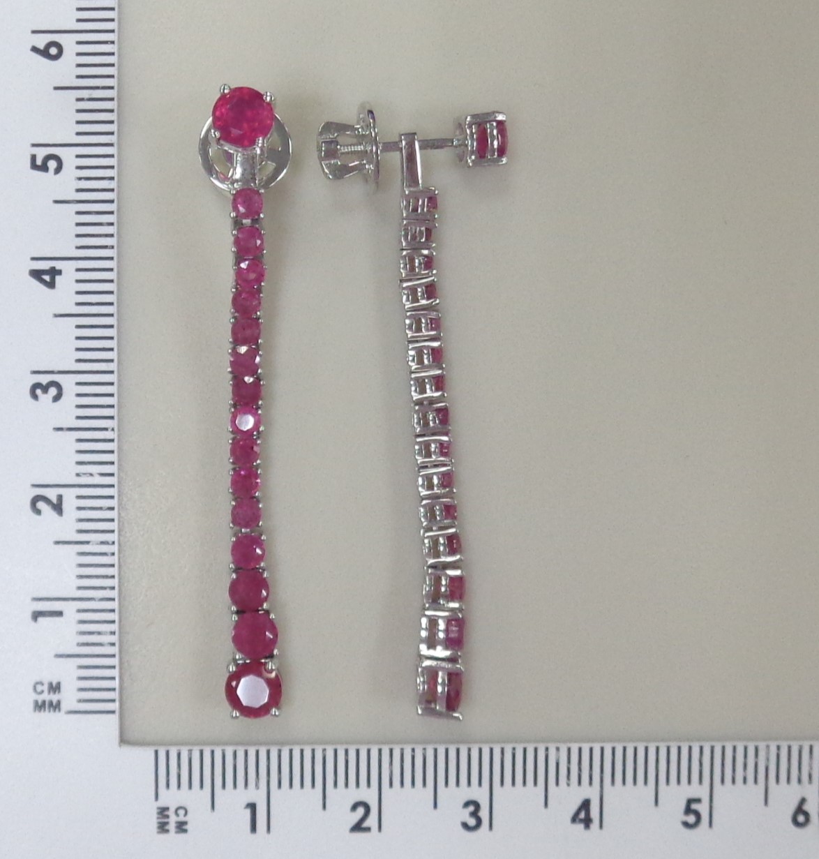 Серебряные серьги-трансформеры с рубинами